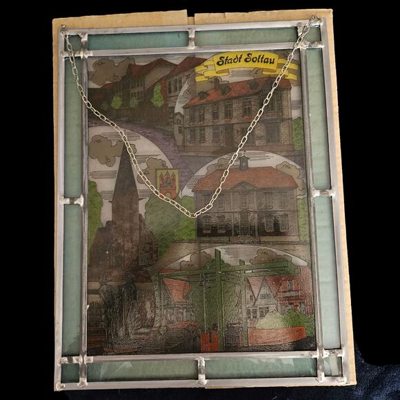 Stadt Soltau Germany Limited Edition 14x11 Stained Glass Art Panel w/ Chain COA - Picture 1 of 6